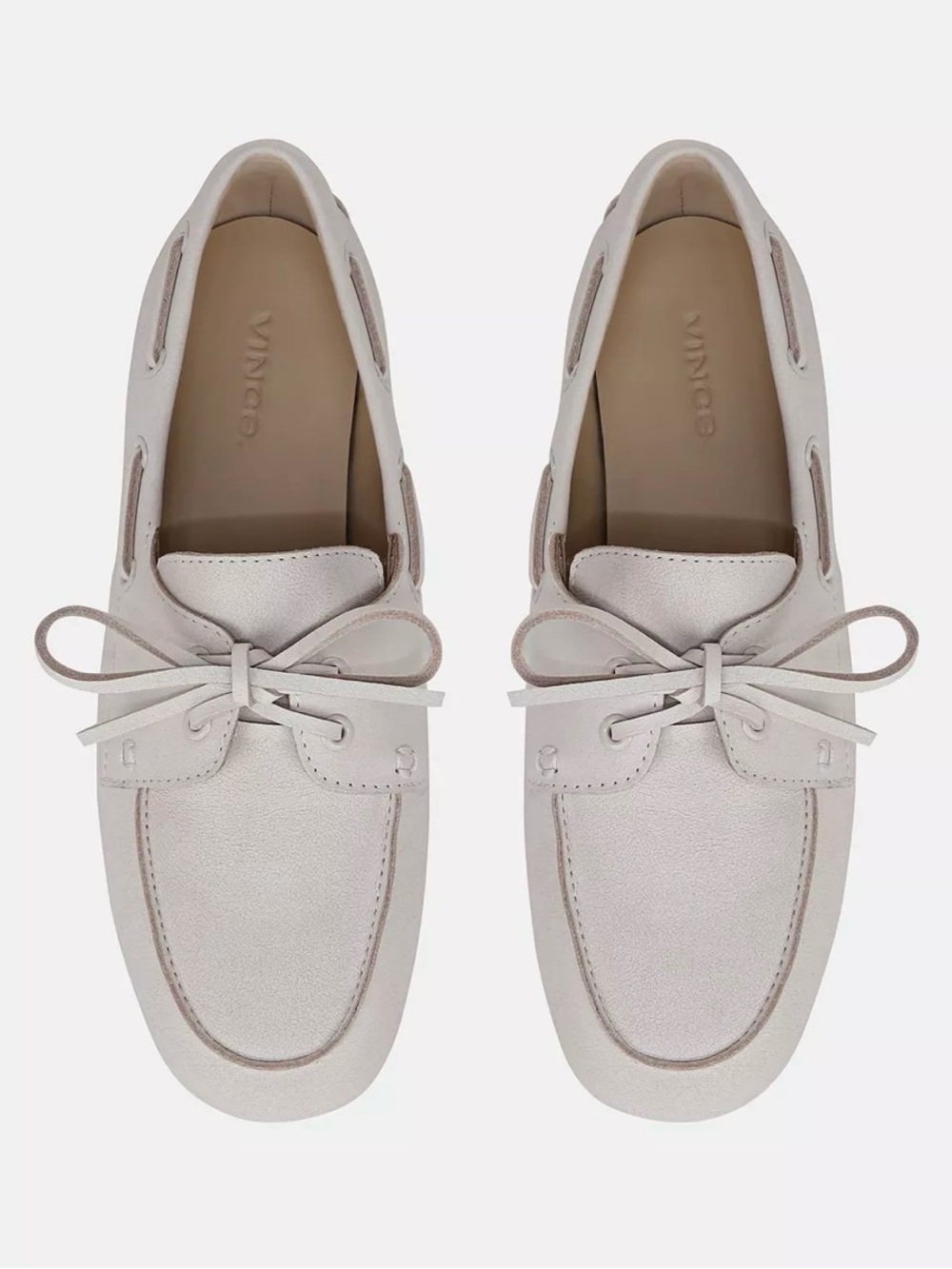 Vince Marin Cream Tie-Front Loafers